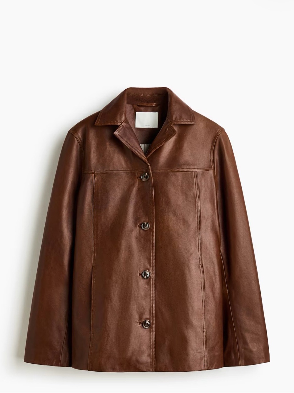 H&M Premium Selection Leather Jacket For Women (Brown) XS - Picture 5 of 12